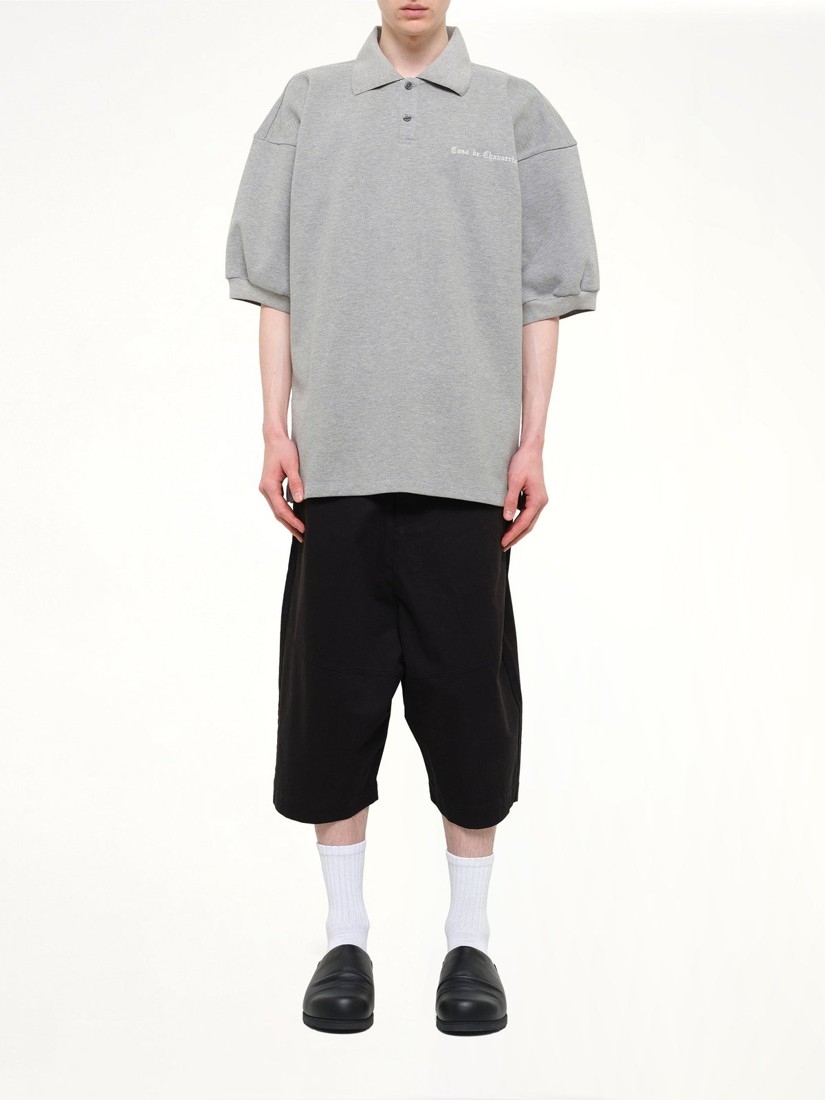 Football Polo in Heather Grey