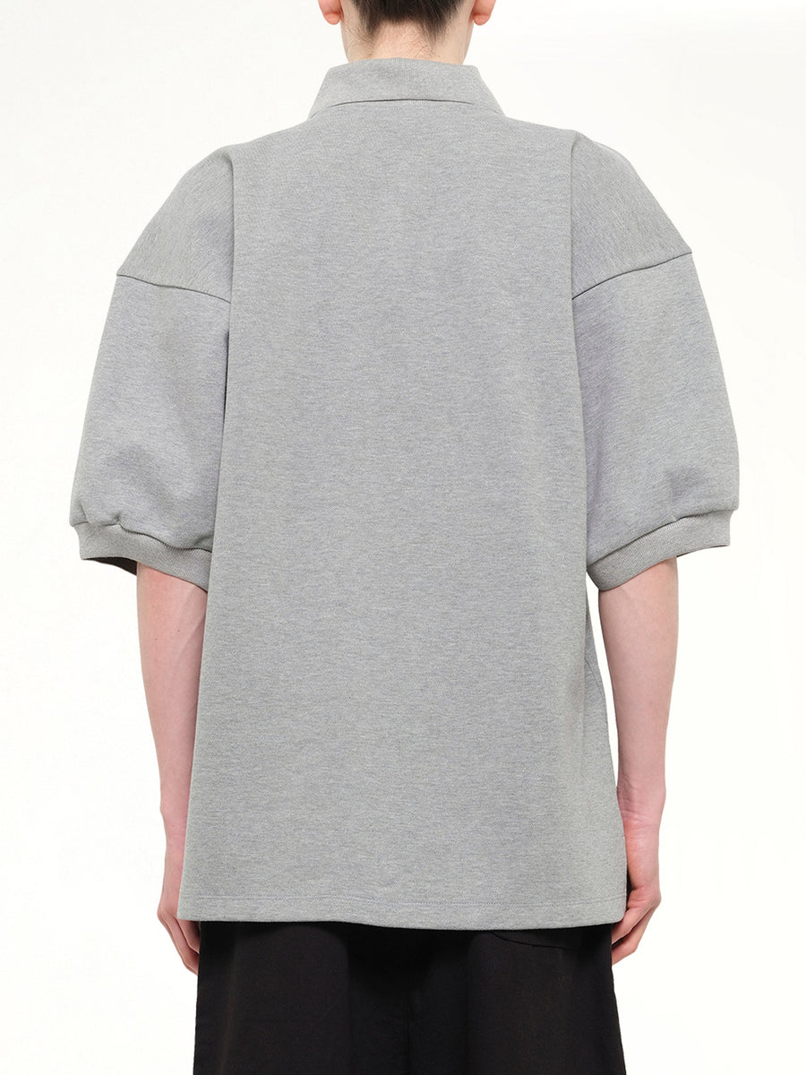 Football Polo in Heather Grey