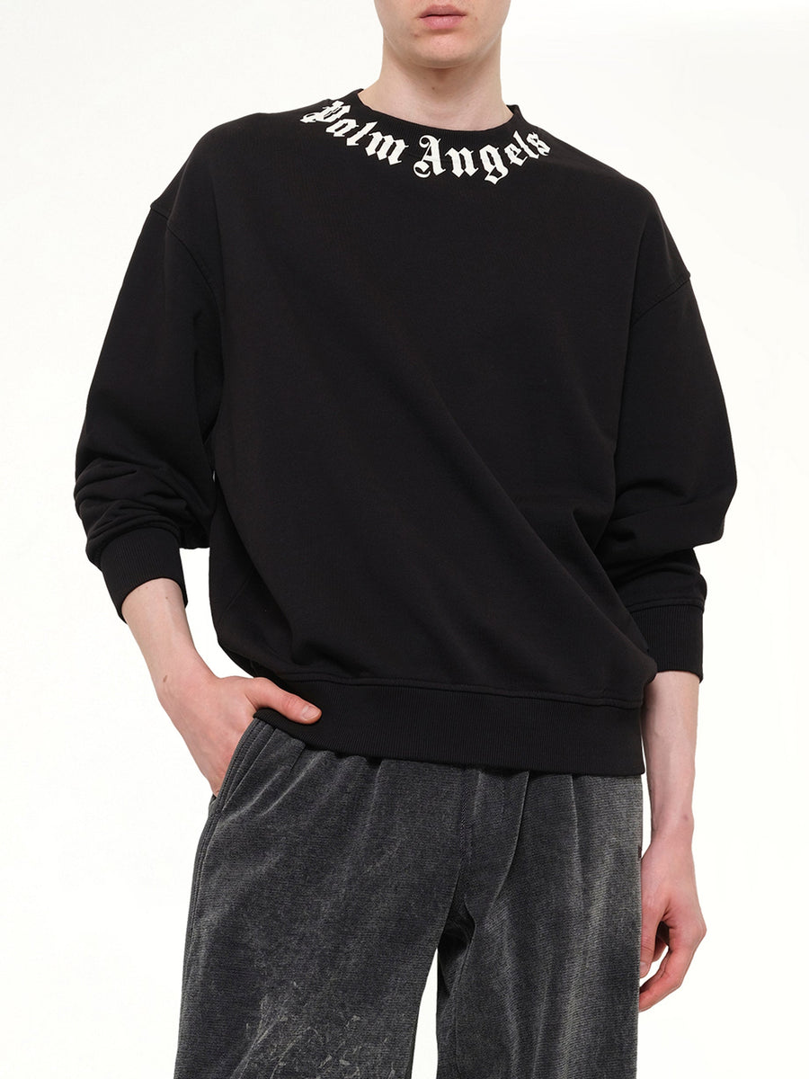 Neck Logo Regular Sweatshirt in Black/Off White