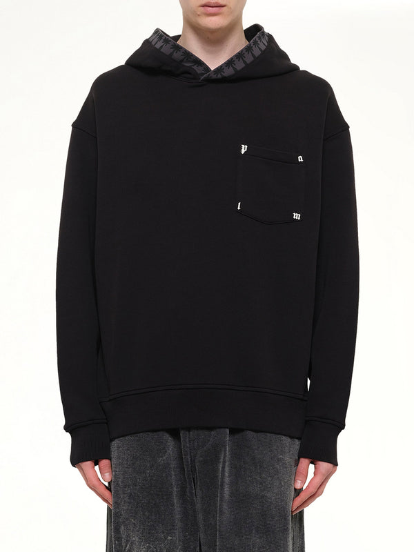 Palm Rib Loose Hoodie in Black/Off White