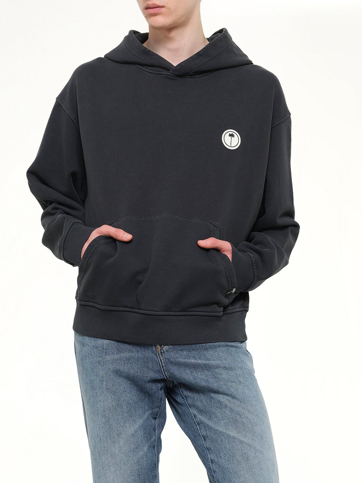 Palm Shadow Loose Hoodie in Black/Off White