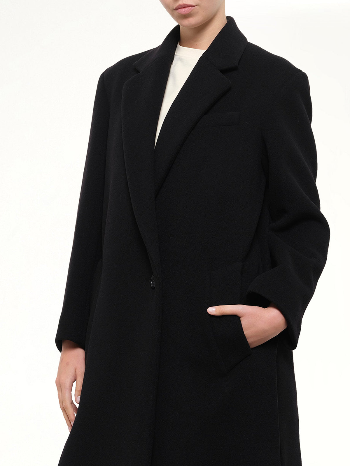 Wool Cashmere Coat in Black