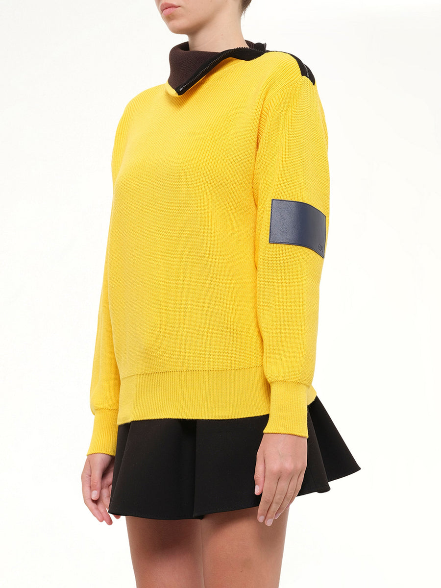 Wool Zip-Up Sweater in Yellow