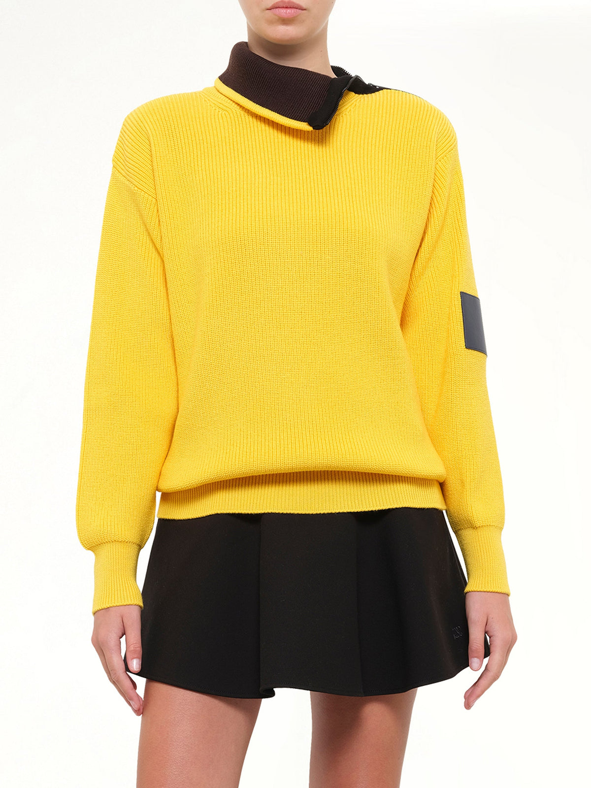 Wool Zip-Up Sweater in Yellow