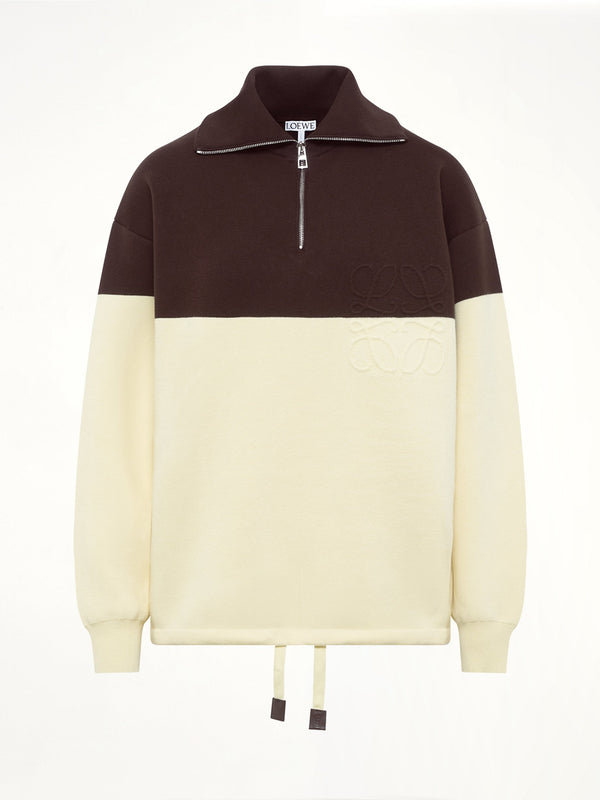 Quarterzip Sweater in Brown/Yellow
