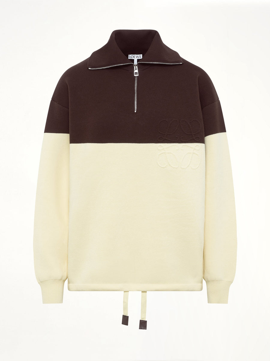 Quarterzip Sweater in Brown/Yellow