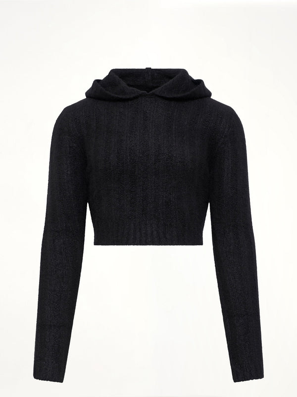 Tower Cropped Hooded Pull in Black