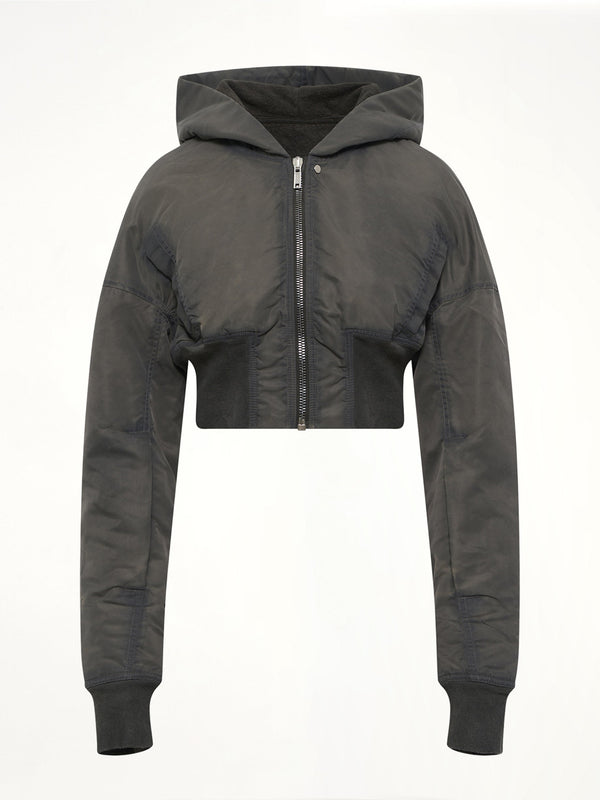 Washed Nylon Hooded Cropped Flight in Dark Dust
