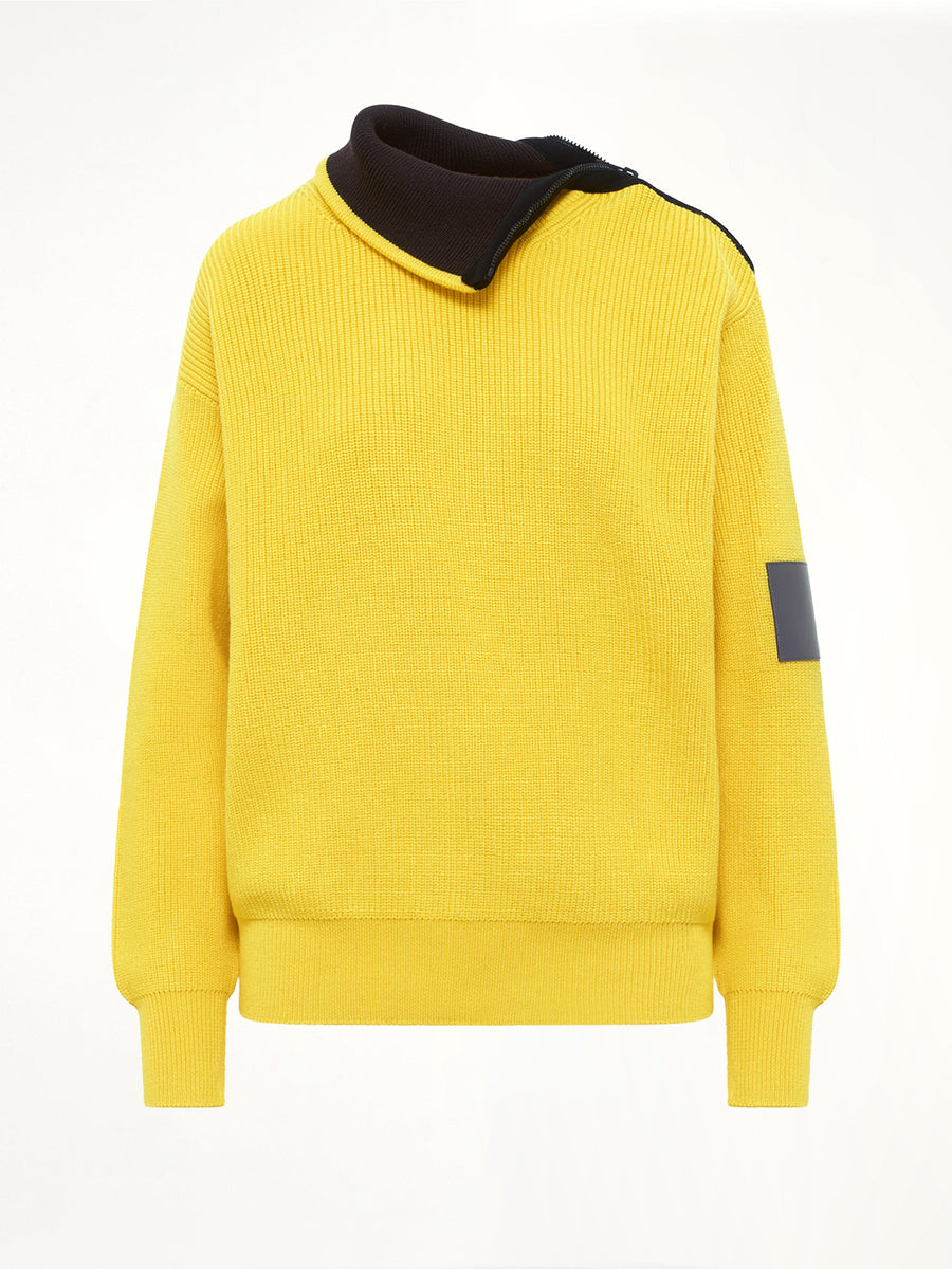 Wool Zip-Up Sweater in Yellow