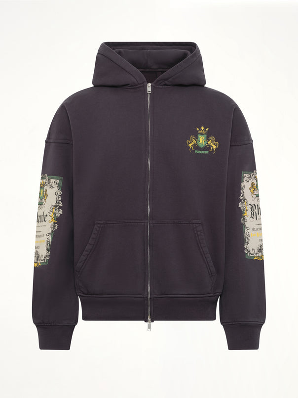 Bordeaux Reserve Zip Up Hoodie in Vintage Black/Green
