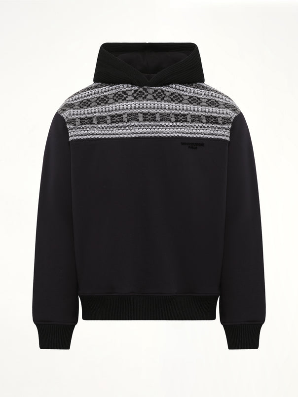 Chain Stitch Hoodie in Black