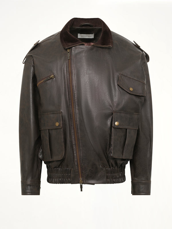 Distressed Biker Jacket in Brown