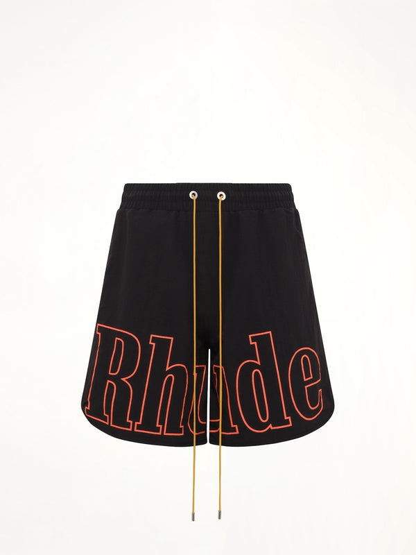 Logo Track Short in Black/Orange