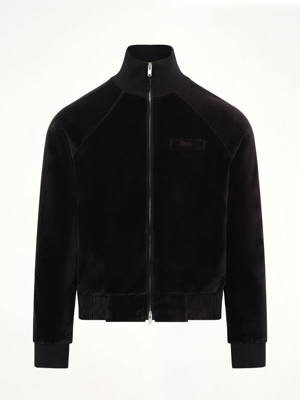 Madera Velour Track Jacket in Black