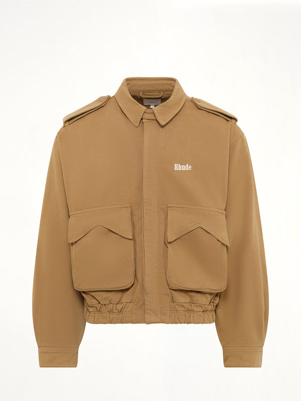 Rhude Logo Cotton Pilot Jacket in Tan