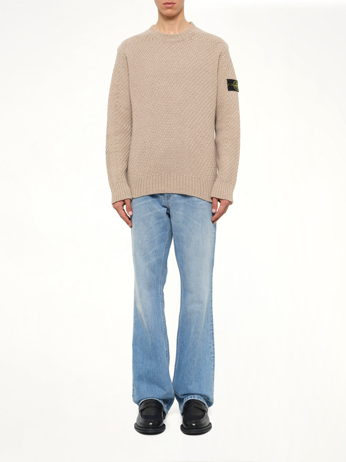 5100055 Virgin Wool Crewneck Sweater in Biscuit Melange