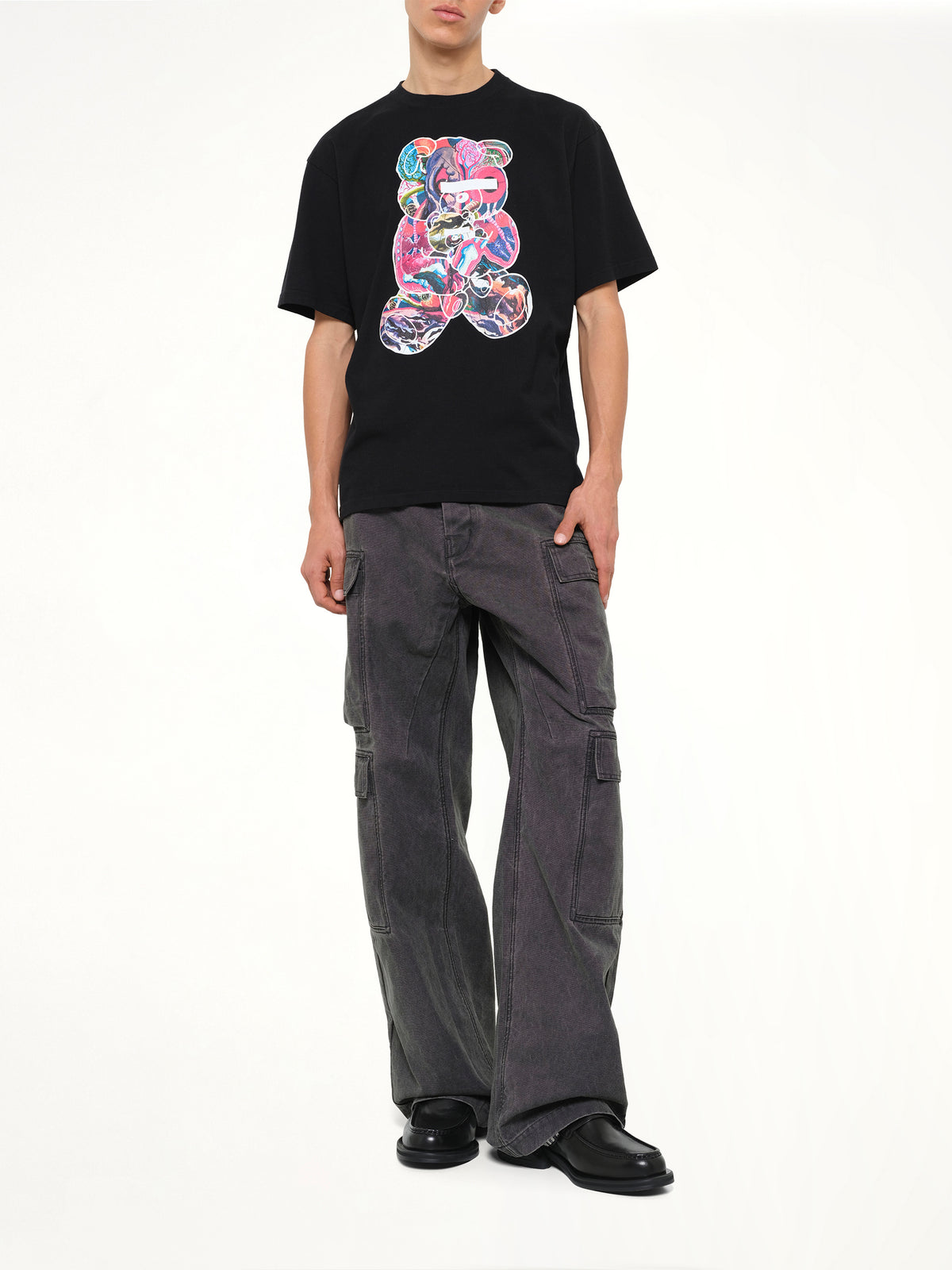 Abstract Bear T-Shirt in Black