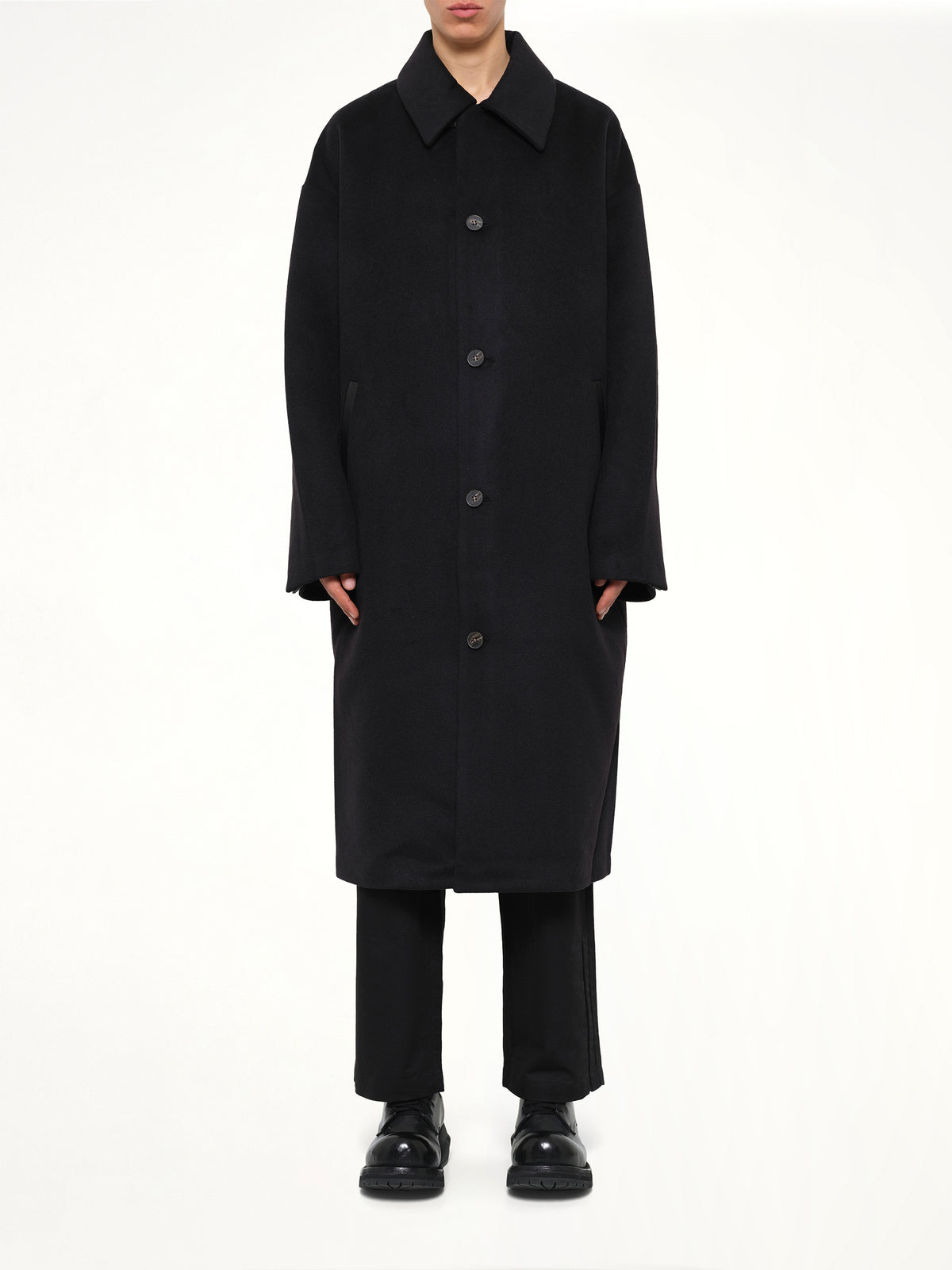 Arcform Wool Coat in Black