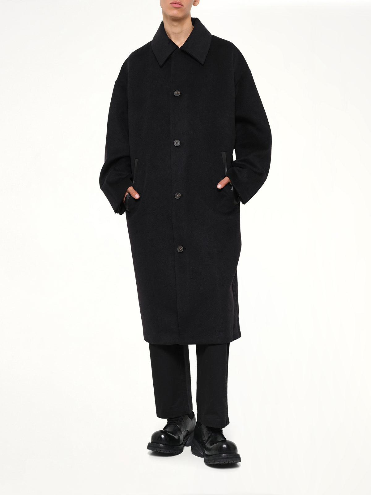Arcform Wool Coat in Black