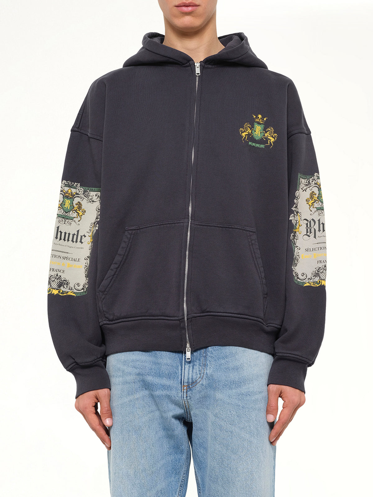 Bordeaux Reserve Zip Up Hoodie in Vintage Black/Green
