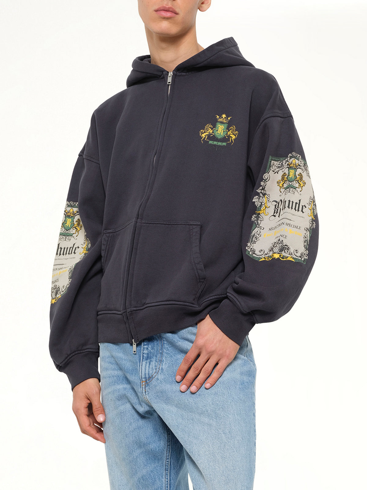 Bordeaux Reserve Zip Up Hoodie in Vintage Black/Green