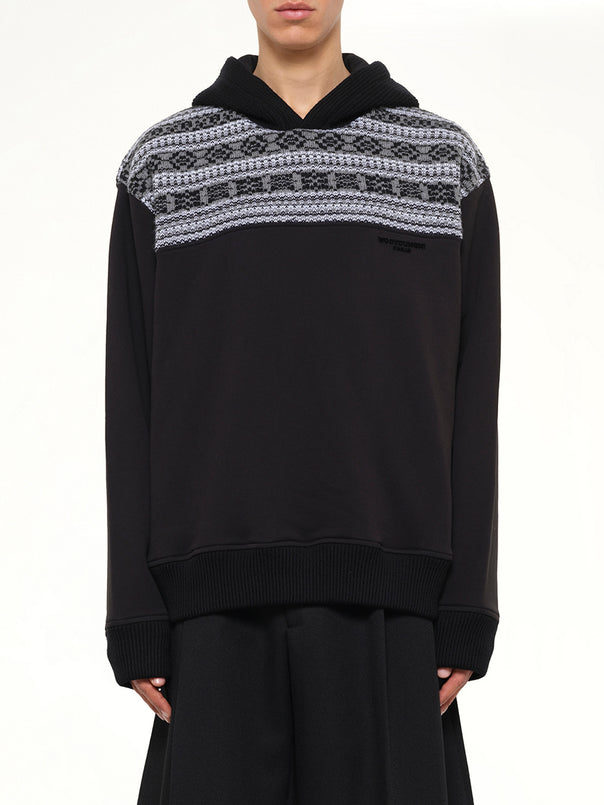 Chain Stitch Hoodie in Black