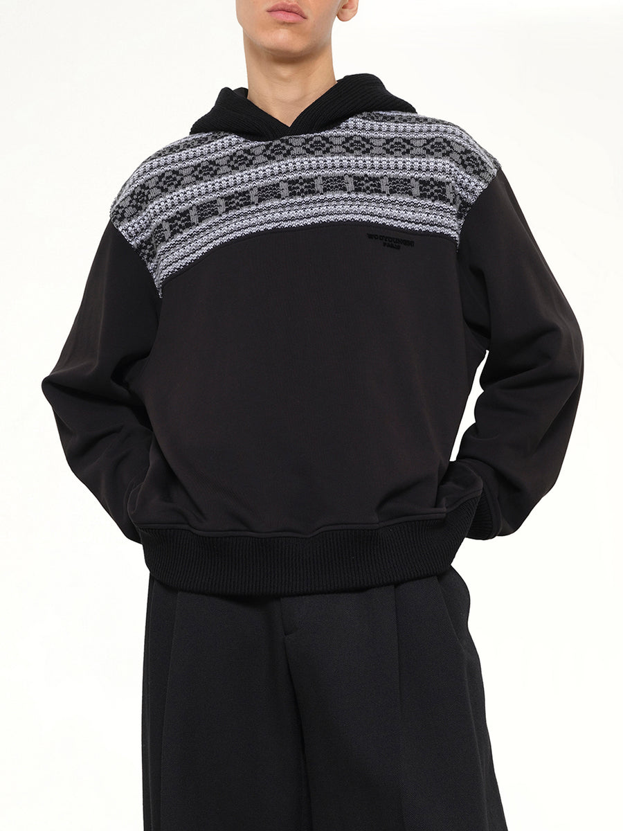 Chain Stitch Hoodie in Black