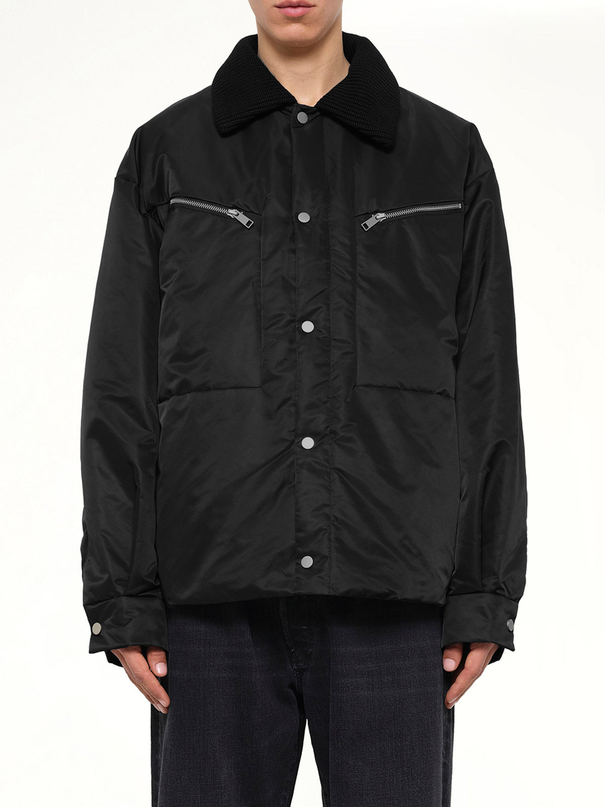 Down Shirt Jacket in Black