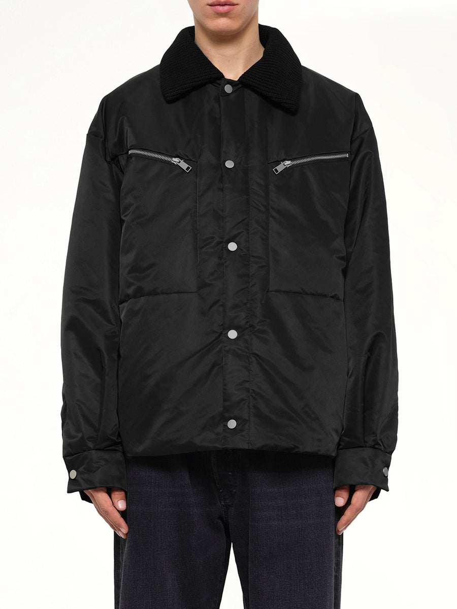 Down Shirt Jacket in Black
