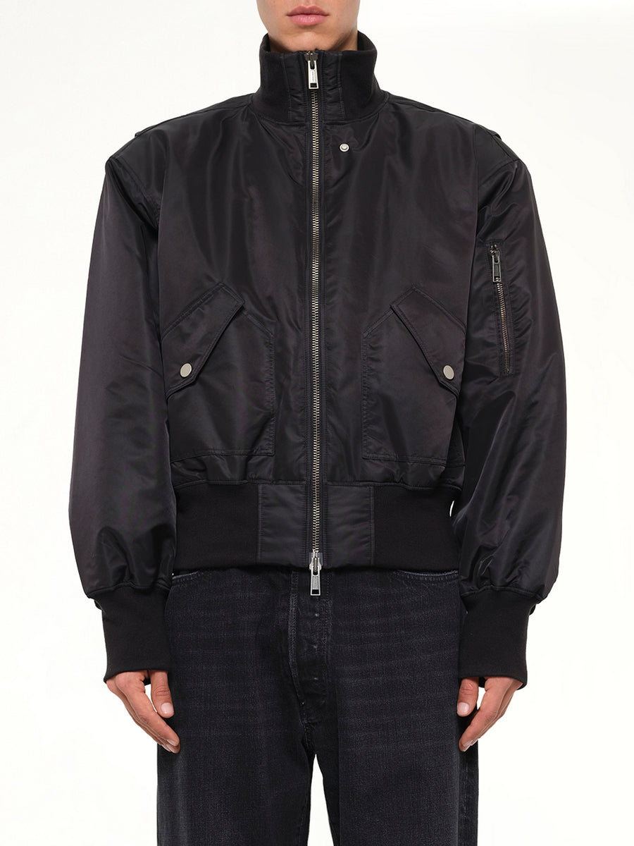 Echo Nylon Bomber Jacket in Black
