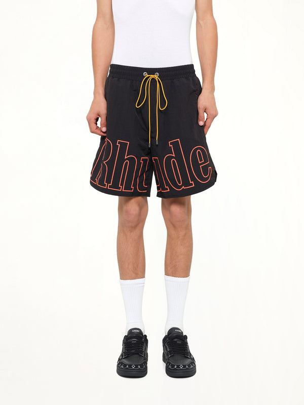Logo Track Short in Black/Orange