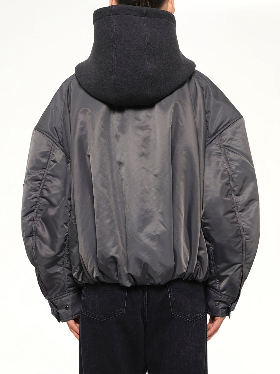 Two-in-One Nylon Padded Jacket in Grey