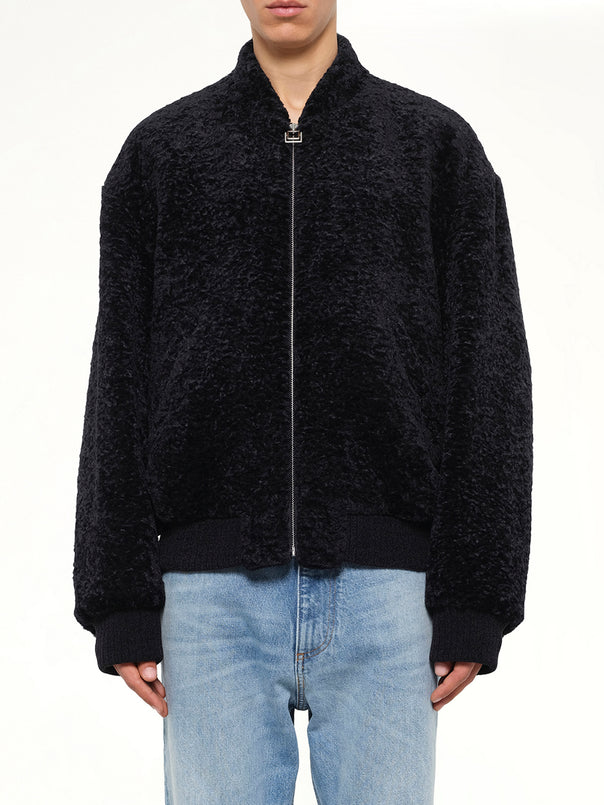 Velvet Bomber Jacket in Navy
