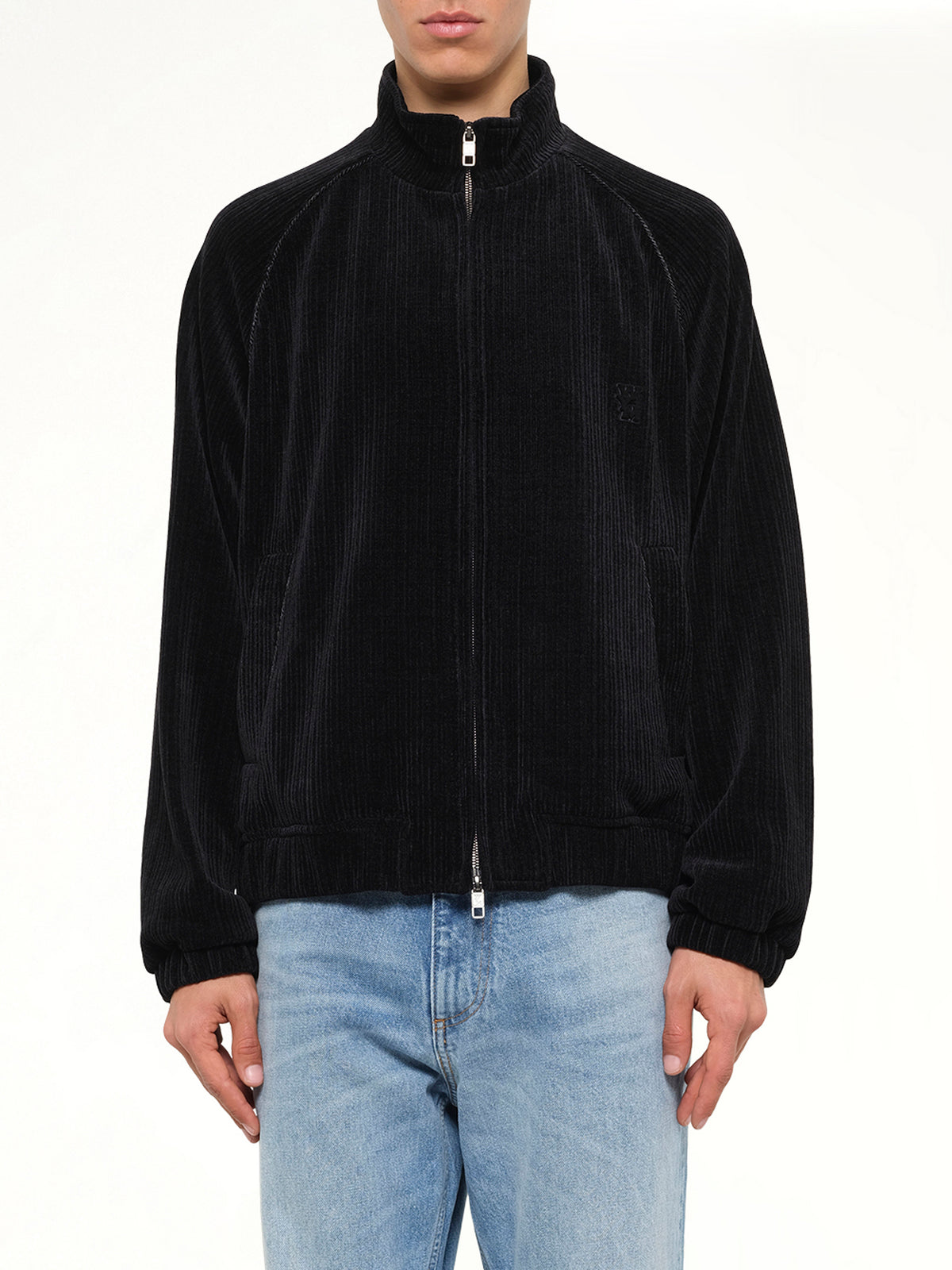 Velvet Track Top in Black