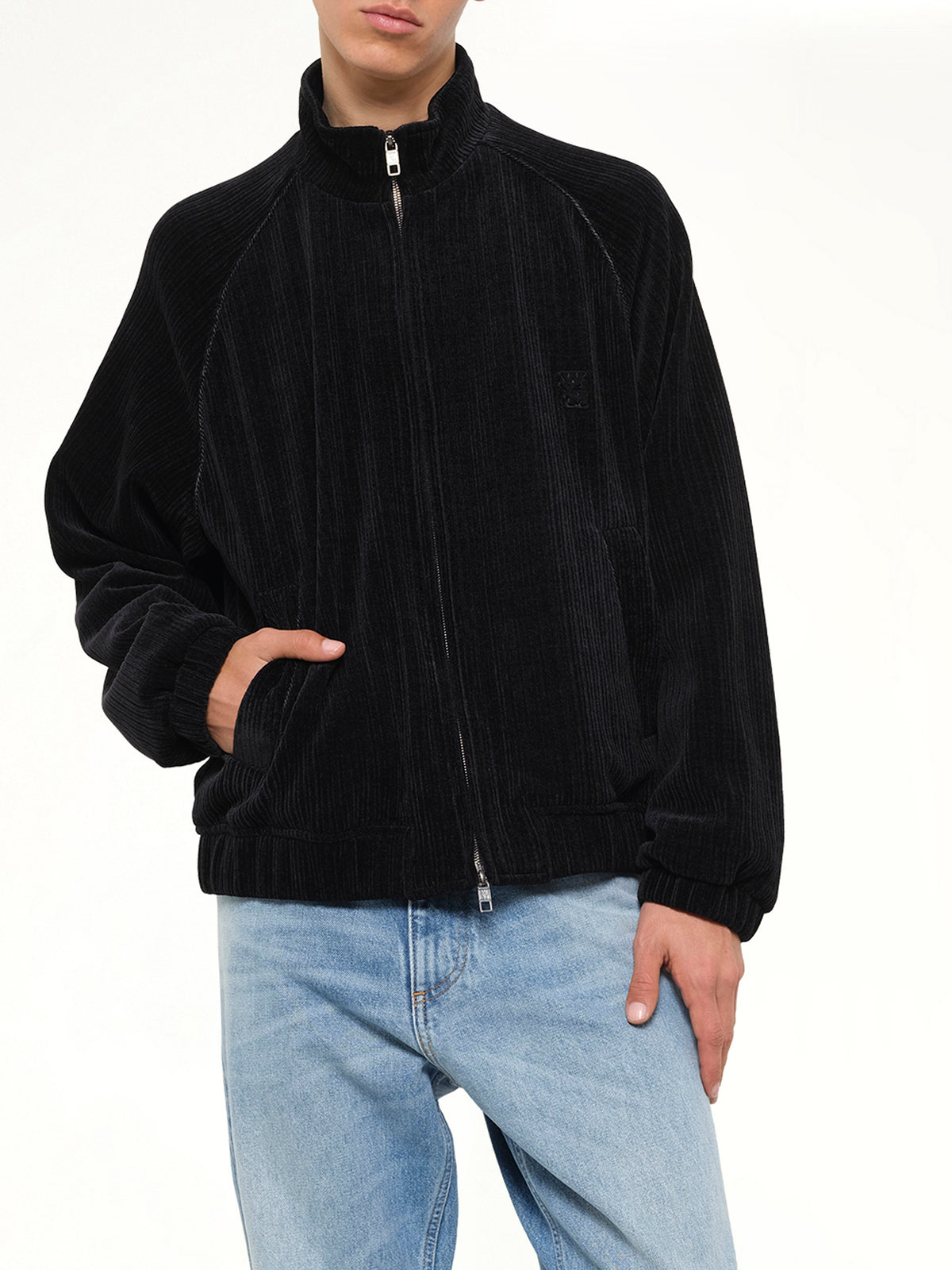 Velvet Track Top in Black