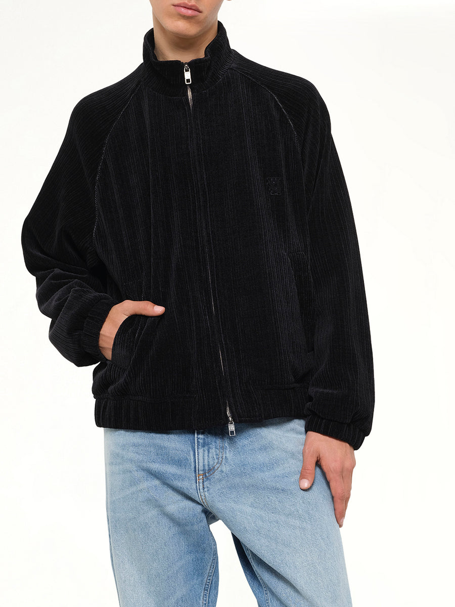 Velvet Track Top in Black