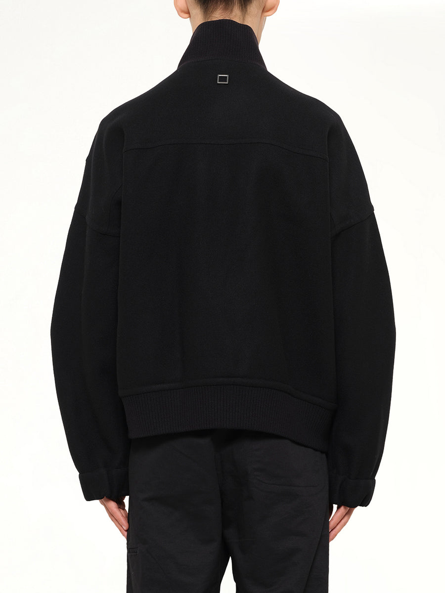 Wool Zipped Blouson in Black