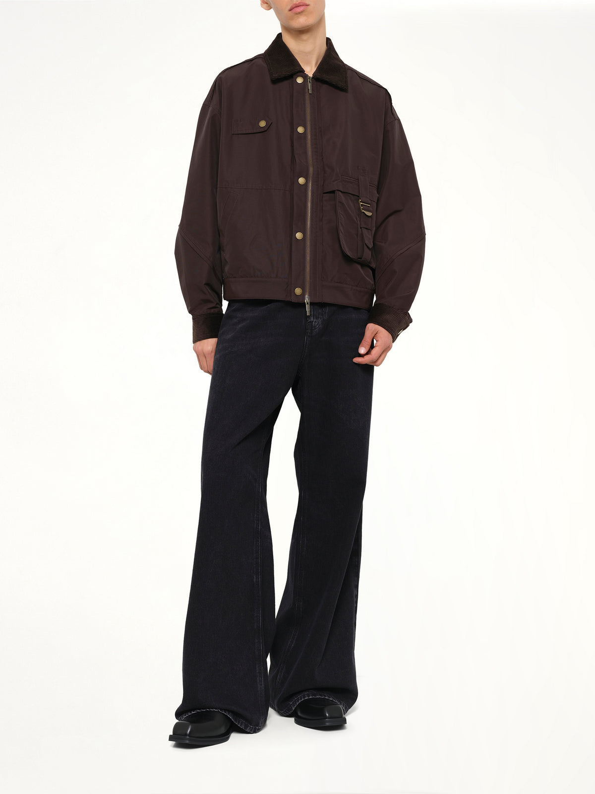 Workwear Jacket with Double Fastening in Brown