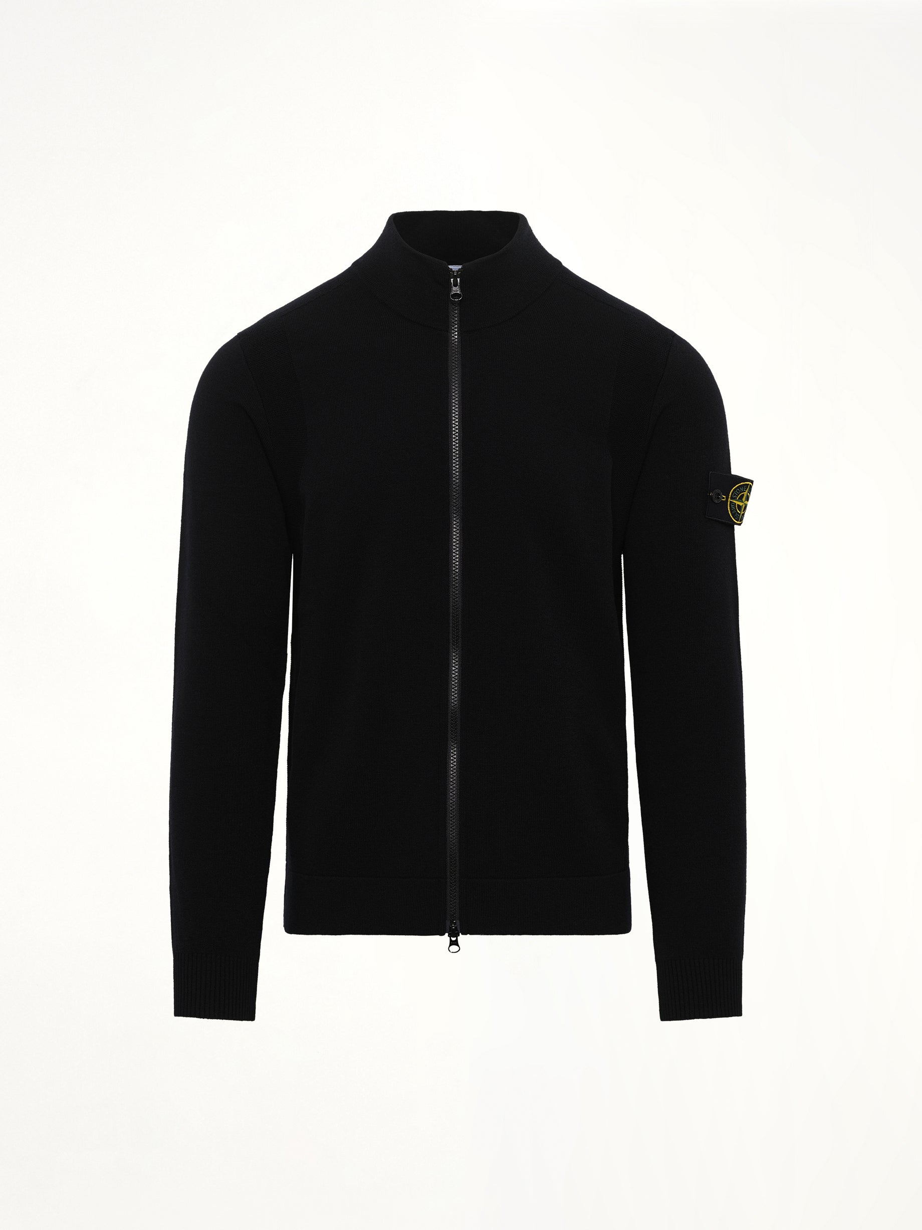 510006 Strech Wool Cardigan in Black