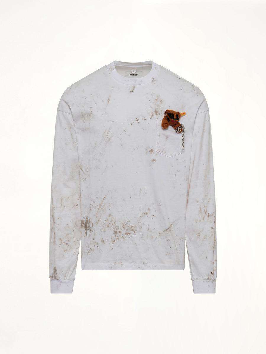 Long Sleeve T-Shirt With Villain Bear in White