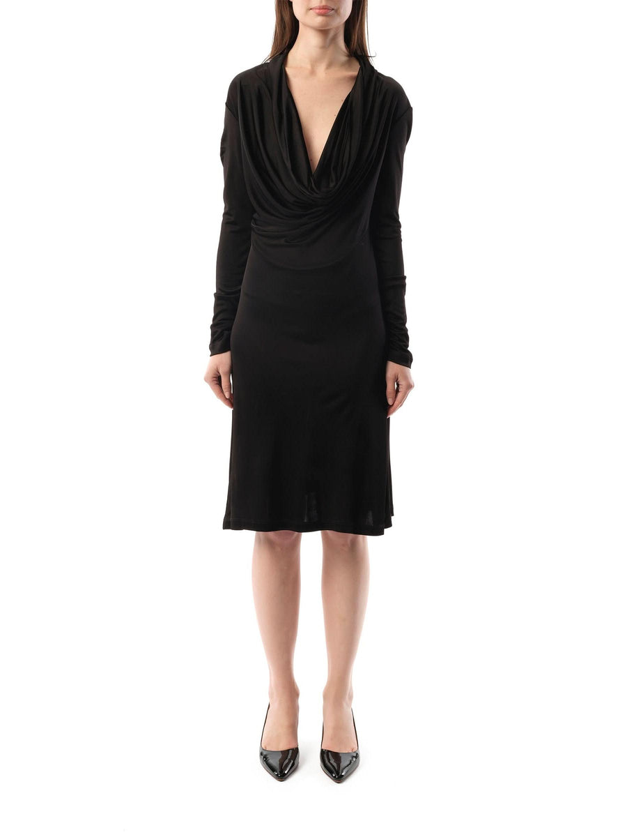 Cowl Liquid Dress in Black