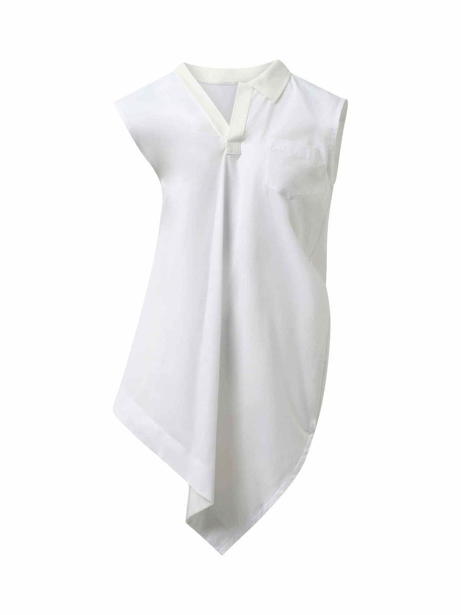 Cotton Poplin Polo Shirt in Off White