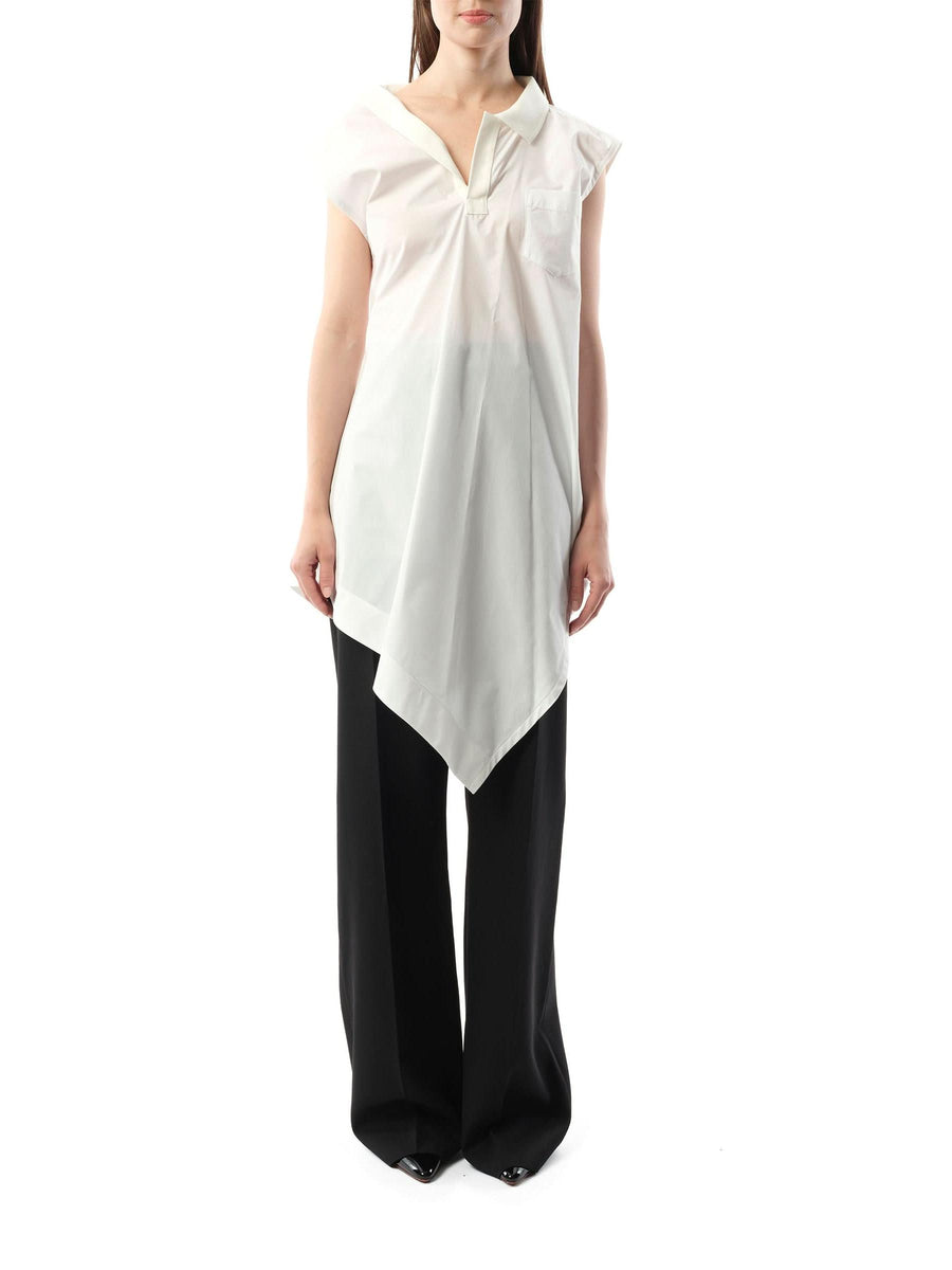 Cotton Poplin Polo Shirt in Off White