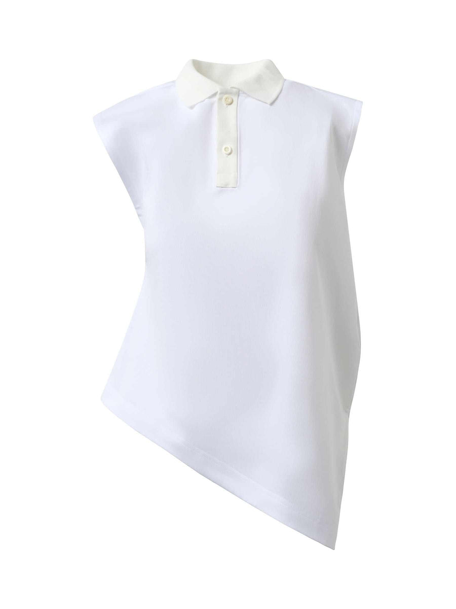 Cotton Poplin x Cotton Jersey Polo in Off White