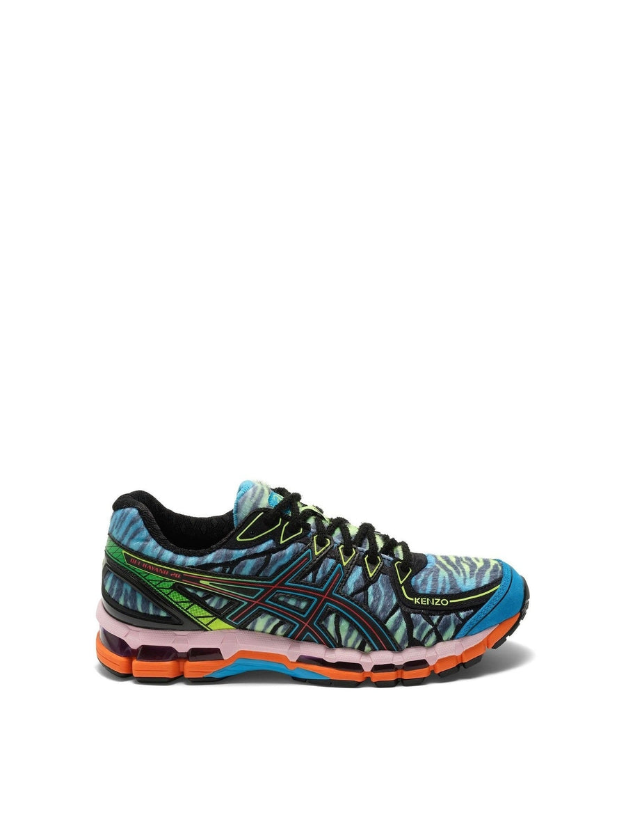 Kenzo x ASICS Gel Kayano 20 in Blue/Green Side View | KENZO