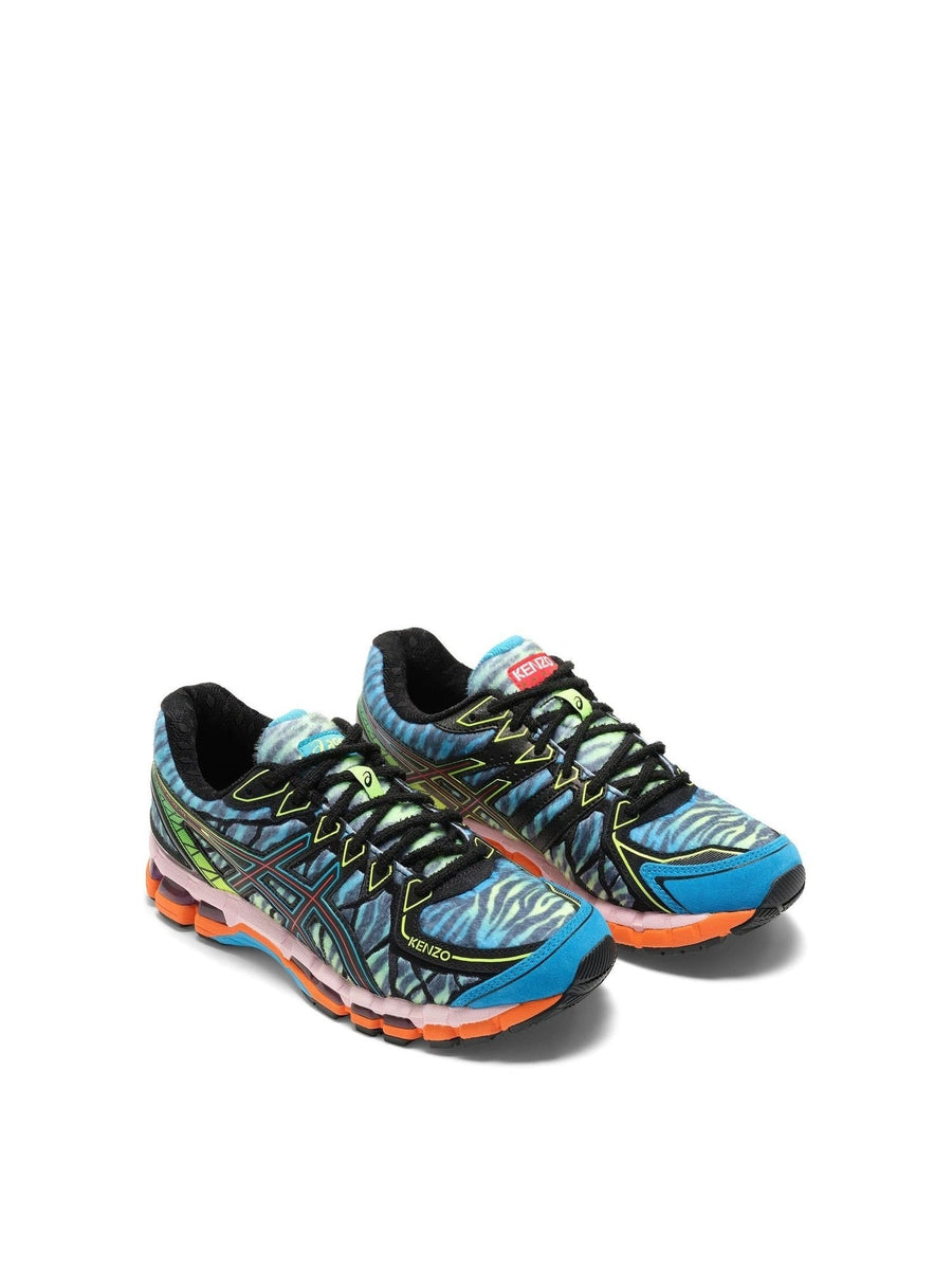 Kenzo x ASICS Gel Kayano 20 in Blue/Green Front View | KENZO