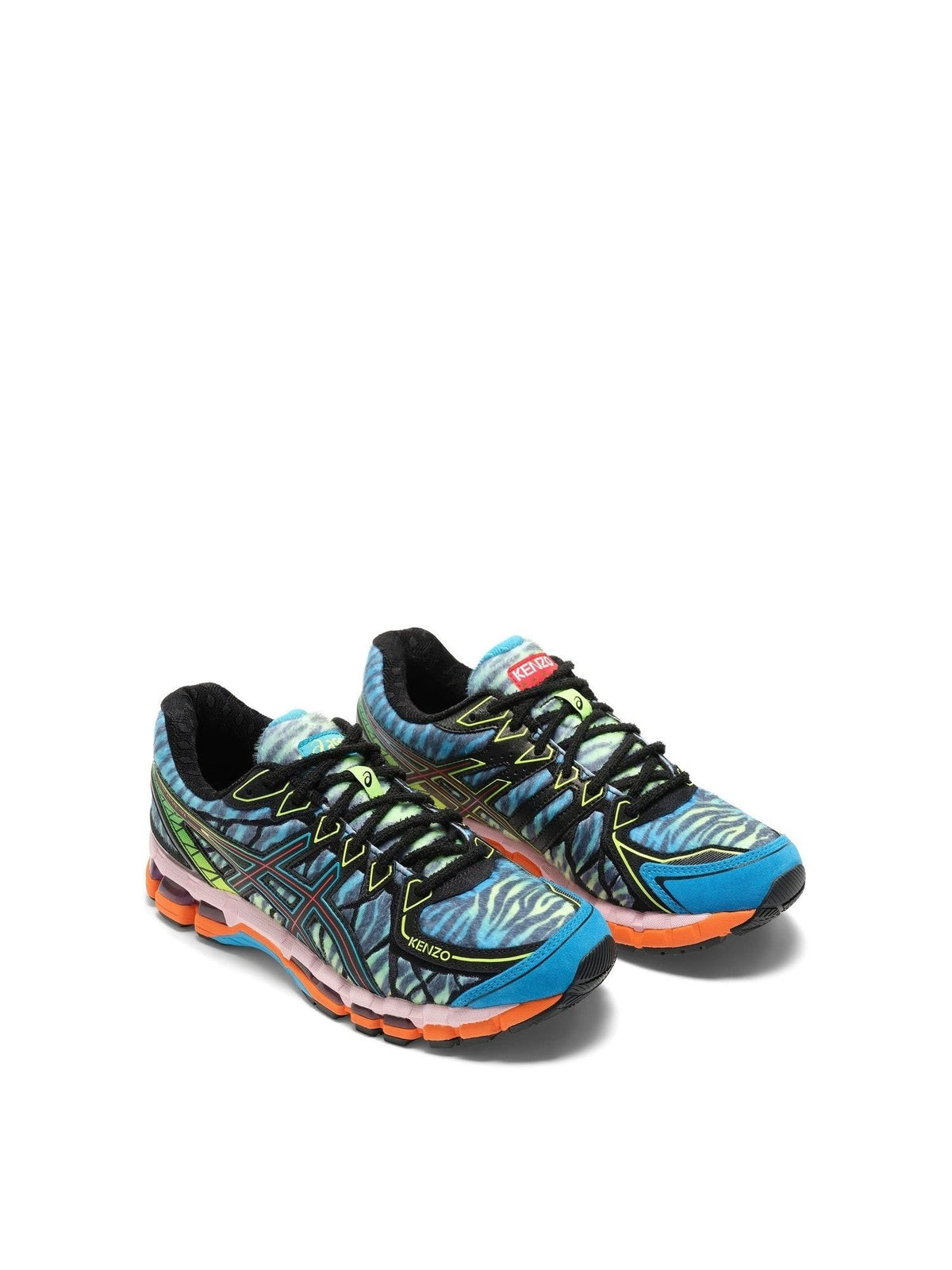 Kenzo x ASICS Gel Kayano 20 in Blue/Green Front View | KENZO