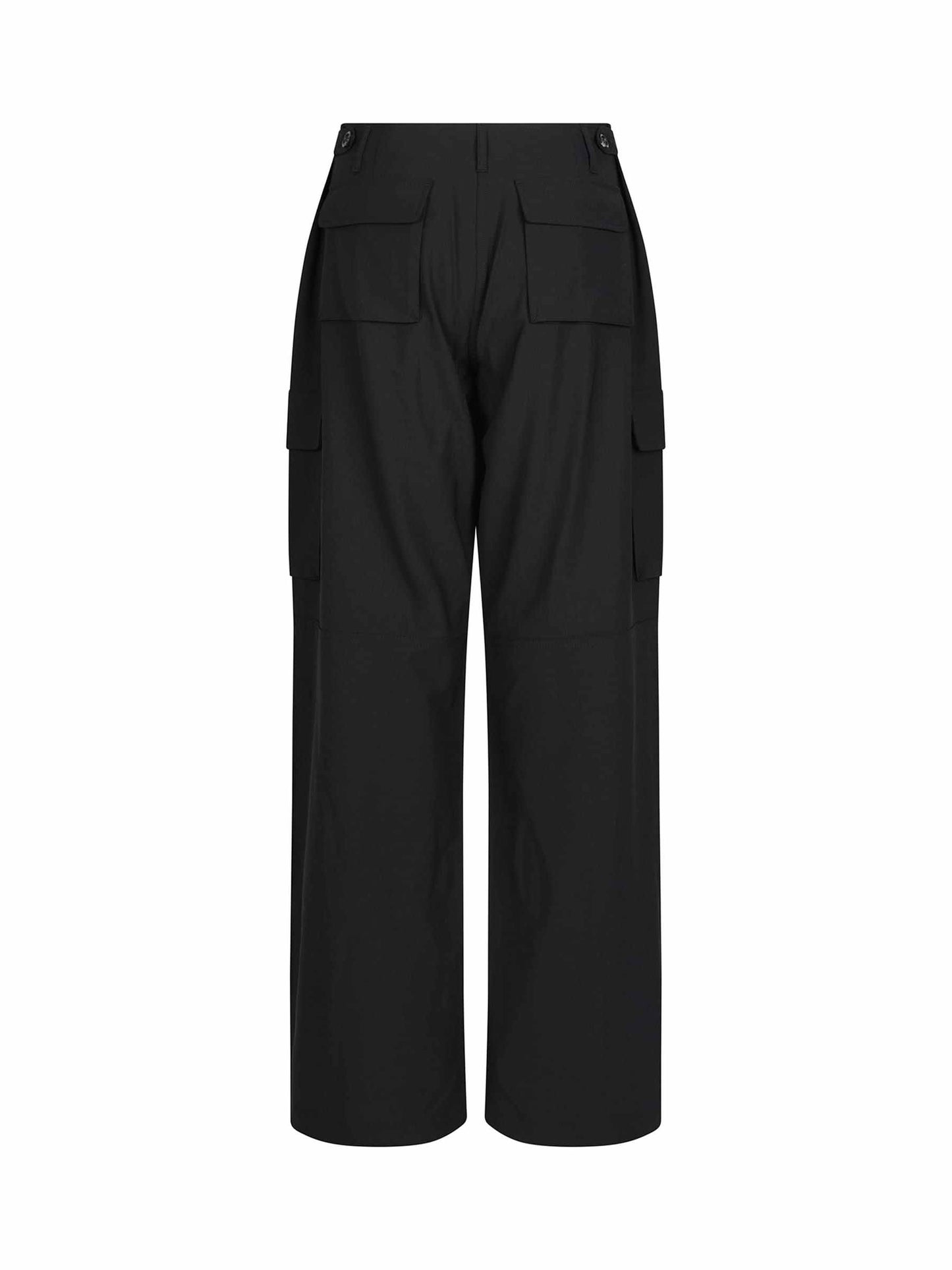Tailored Wide Leg Cargo Pants in Black
