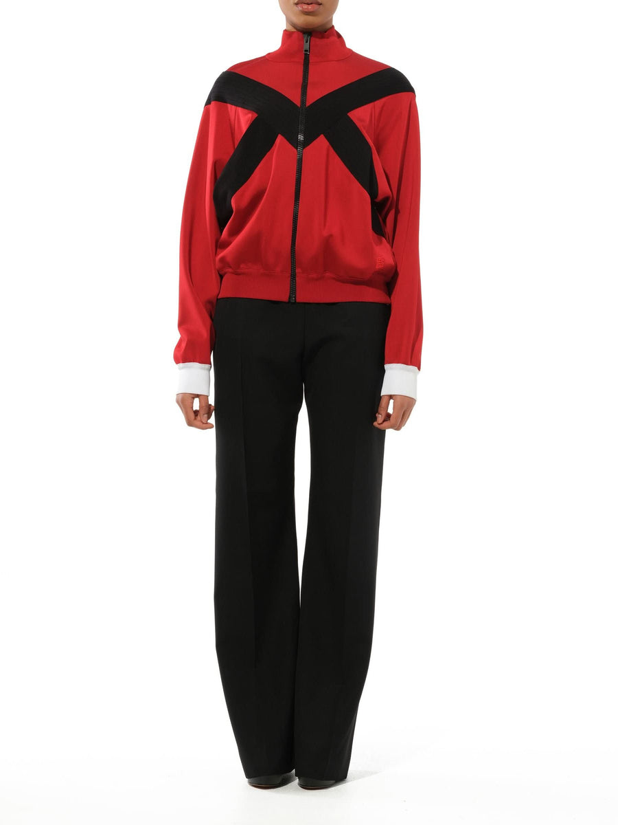 Zip Tri Turtleneck Sweater in Red