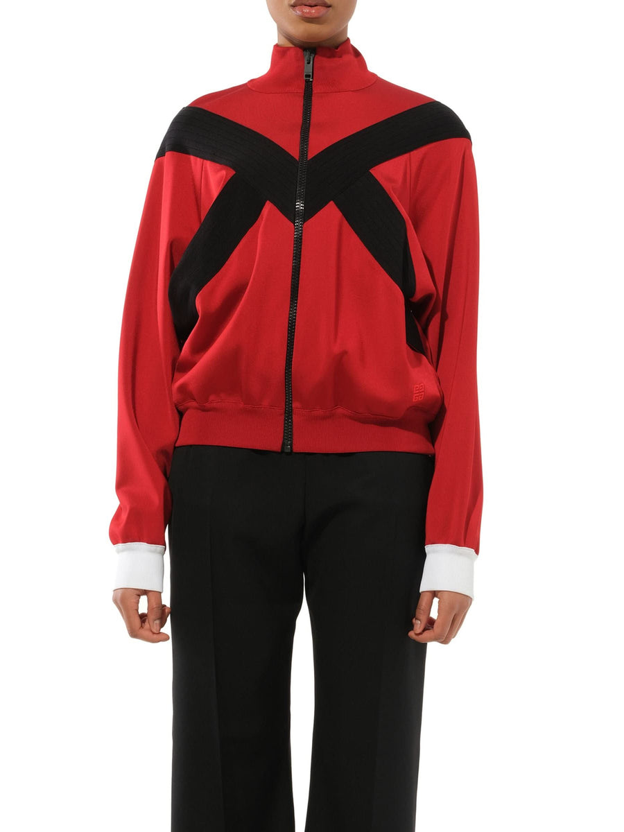 Zip Tri Turtleneck Sweater in Red